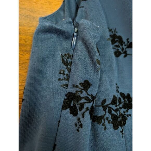LC Lauren Conrad Navy/Black Velvet Floral Dress Women's Size 8 - Picture 6 of 7